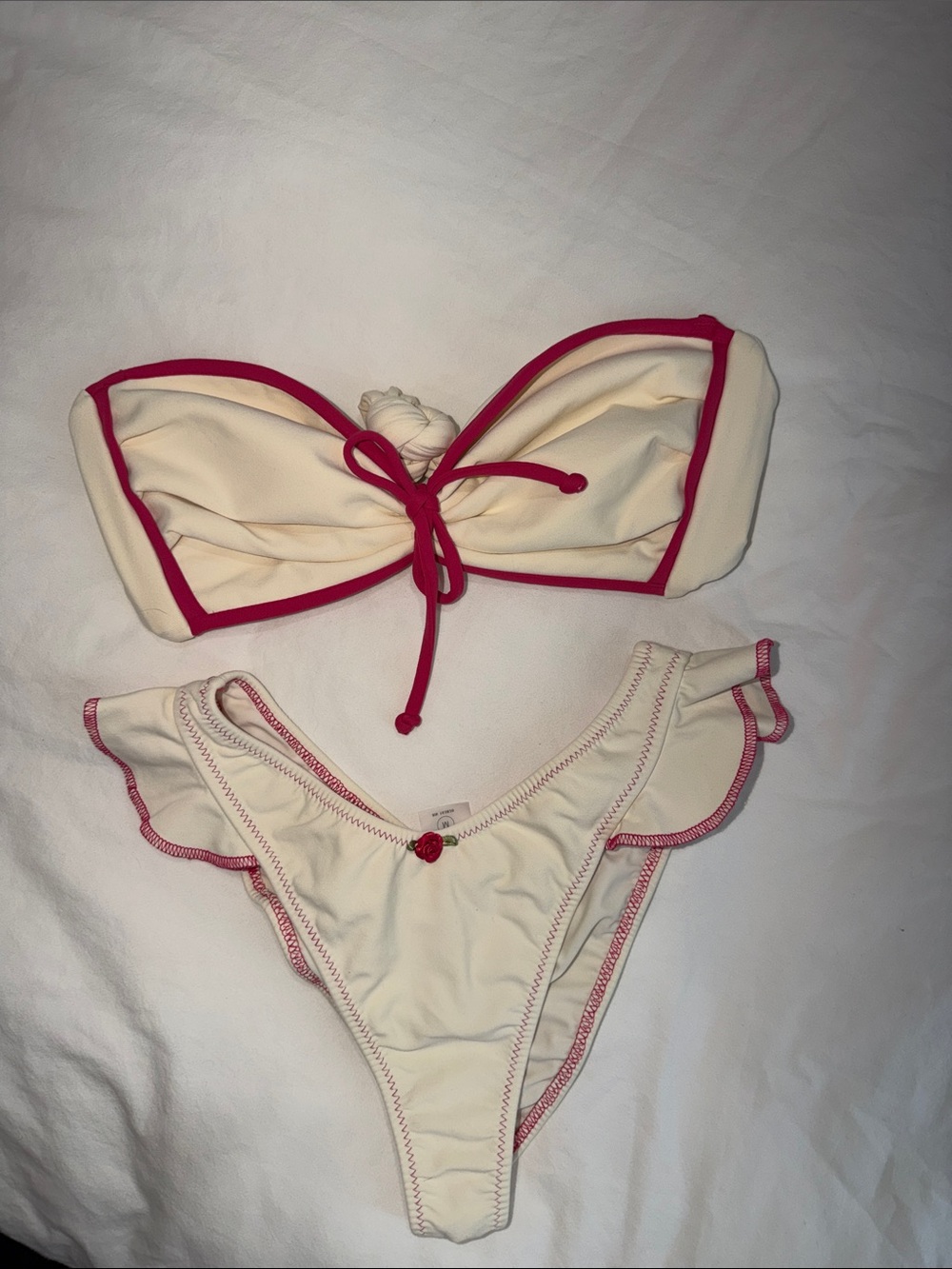 Montce Cream Bikini with Pink Trim - Picture 1 of 5